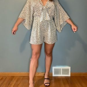 Flawless white and black speckled romper